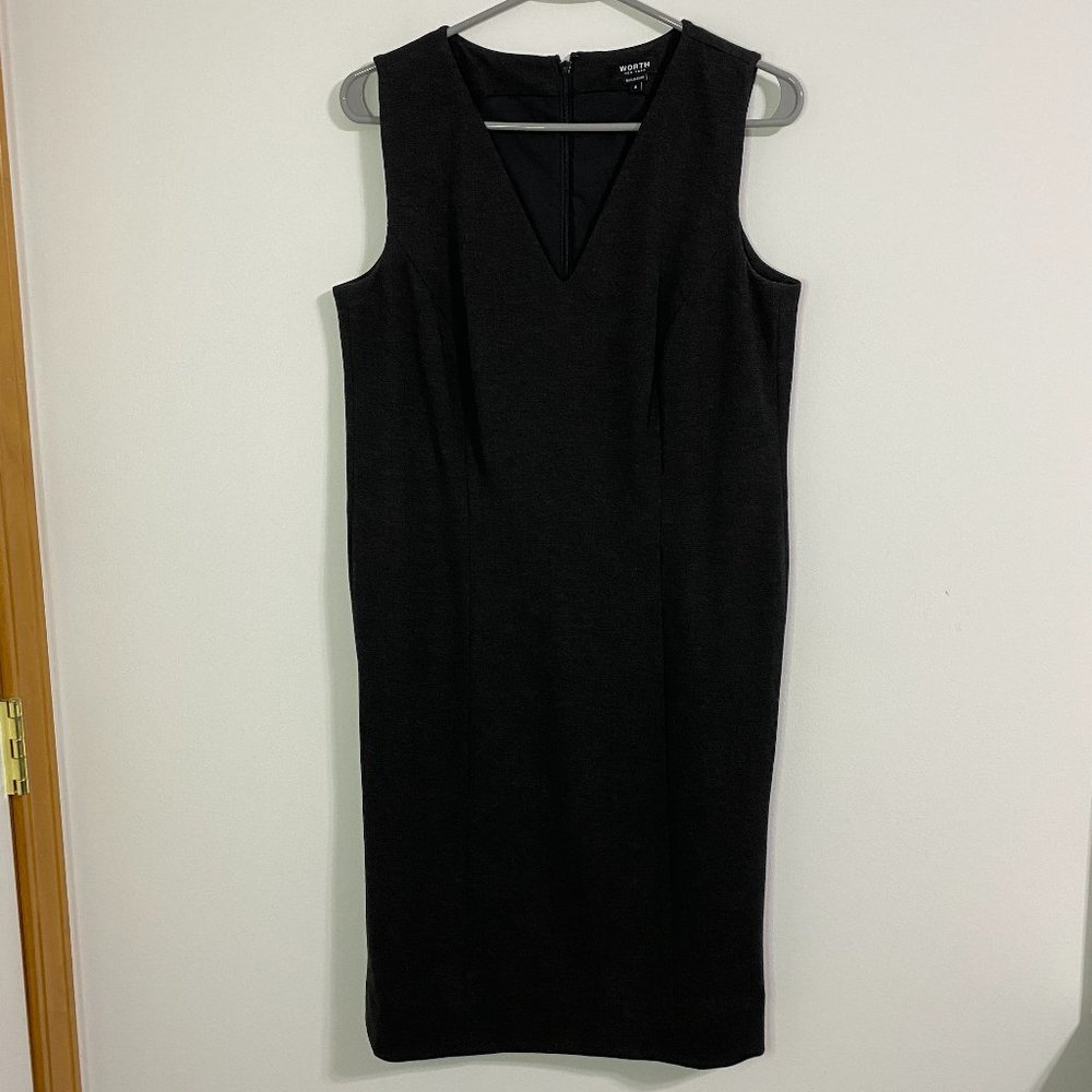 Worth New York Dress Women's 8 Heather Gray Sleeveless Melange Ponte Knit Career